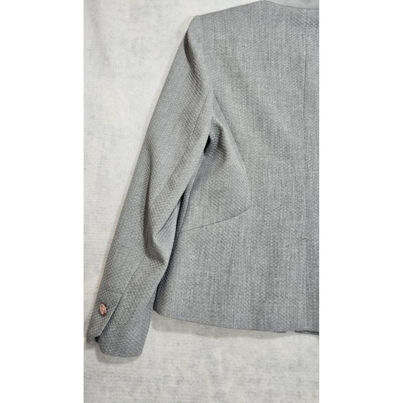 Ted Baker Blazer Sz 3 / US 8 Daizi Textured Tailored Gray Stretch Pockets - Picture 9 of 14